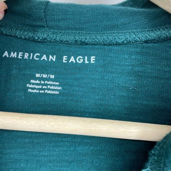 American Eagle Mens Stripe Hoodie Henley Shirt, M - Picture 3 of 5